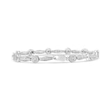 .925 Sterling Silver 1/4 Cttw Diamond Circle and Rectangle Shaped Halo Link Bracelet (I-J Color, I2-I3 Clarity) - 7.25"