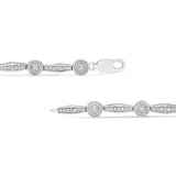 .925 Sterling Silver 1/4 Cttw Diamond Circle and Rectangle Shaped Halo Link Bracelet (I-J Color, I2-I3 Clarity) - 7.25"