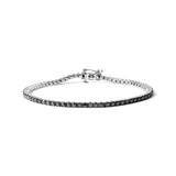 .925 Sterling Silver 2.0 Cttw 4-Prong Set Treated Black Round-Cut Diamond Classic Tennis Bracelet (Black Color, I2-I3 Clarity) - 7.25"