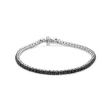 .925 Sterling Silver 2.0 Cttw 4-Prong Set Treated Black Round-Cut Diamond Classic Tennis Bracelet (Black Color, I2-I3 Clarity) - 7.25"