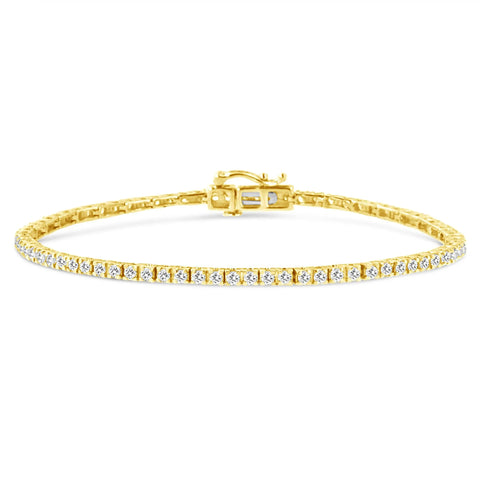 14K Yellow Gold Plated .925 Sterling Silver 2.0 Cttw Diamond Classic Link Tennis Bracelet (K-L Color, I2-I3 Clarity) - 7-1/4