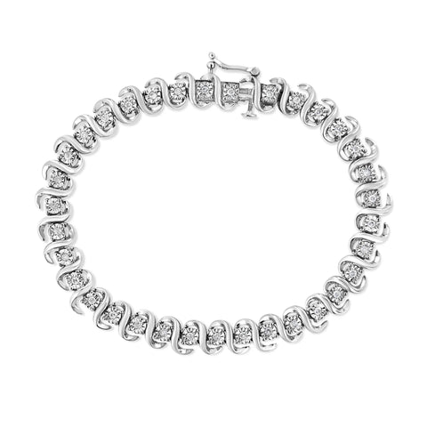 .925 Sterling Silver 1/2 Cttw Round-Cut Diamond Miracle Set 