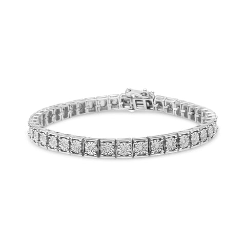 .925 Sterling Silver 1/4 Cttw Diamond Link Bracelet (I-J Color, I2-I3 Clarity) - Size 7.25