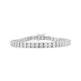 .925 Sterling Silver 1/4 Cttw Miracle Set Diamond and Beading Classic Tennis Bracelet (I-J Color, I2-I3 Clarity) - 7.25" Inches