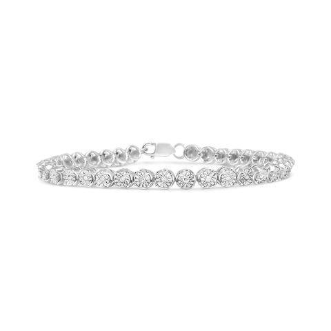 .925 Sterling Silver 1/2 Cttw Round Miracle-Set Diamond Tennis Bracelet (I2-I3 Clarity, I-J Color) - 7.25