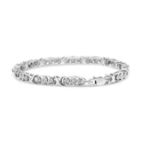 .925 Sterling Silver 1/10 Cttw Diamond Miracle Set 3 Stone Link Bracelet (I-J Color, I2-I3 Quality) - 7.25" Inches