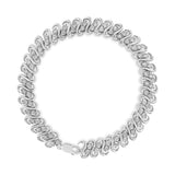 .925 Sterling 1/2 Cttw Diamond Double Row S-Link Bracelet (I-J Color, I2-I3 Clarity) - 7.25" Inches