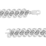 .925 Sterling 1/2 Cttw Diamond Double Row S-Link Bracelet (I-J Color, I2-I3 Clarity) - 7.25" Inches