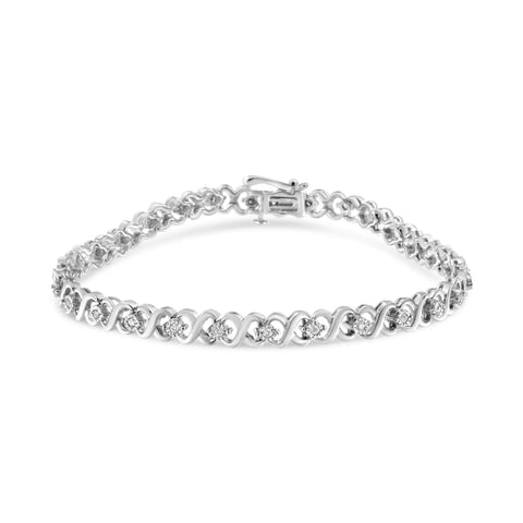 .925 Sterling Silver 1/3 Cttw Miracle Plate Round-Cut Diamond Infinity Link Bracelet  (I-J Color, I3 Clarity)  - Size 7.25