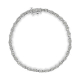 .925 Sterling Silver 1.00 Cttw Round Diamond Miracle-Set Link Bracelet (I-J Color, I3-Promo Clarity) - 7.25"