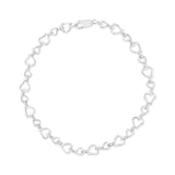 .925 Sterling Silver Prong Set Diamond Accent Alternating Heart Link Bracelet (I-J Color, I3 Clarity) - 7.25" Inches