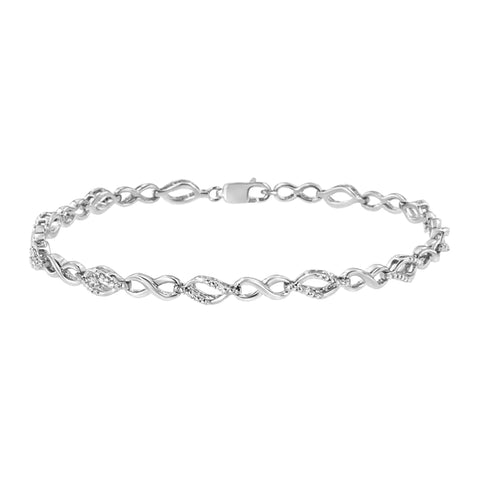 .925 Sterling Silver Diamond Accent Alternating Infinity Shape and Pear Shape Link Bracelet (I-J Color, I3 Clarity) - 7.25