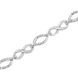 .925 Sterling Silver Diamond Accent Alternating Infinity Shape and Pear Shape Link Bracelet (I-J Color, I3 Clarity) - 7.25" Inches