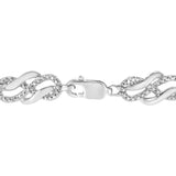 .925 Sterling Silver Prong Set Diamond Accent Infinity Weave Link 7.25" Bracelet (I-J Color, I3 Clarity)