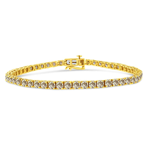 14K Yellow Gold Plated .925 Sterling Silver 8.0 Cttw Diamond Classic Link Tennis Bracelet (K-L Color, I2-I3 Clarity) - 7-1/4