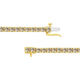 14K Yellow Gold Plated .925 Sterling Silver 8.0 Cttw Diamond Classic Link Tennis Bracelet (K-L Color, I2-I3 Clarity) - 7-1/4"