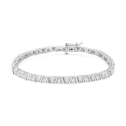 .925 Sterling Silver 1/4 Cttw Miracle-Set Diamond Modern Tennis Bracelet (I-J Color, I3 Clarity) - Size 7.25