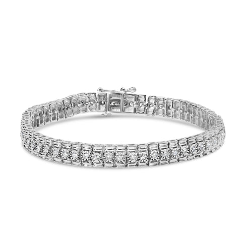 .925 Sterling Silver 1.0 Cttw Diamond Collar Line Link Bracelet (I-J Color, I1-I2 Clarity) - Size 7.25