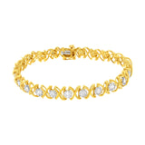 10 Karat Yellow Gold Plated Sterling Silver 2 CTTW Diamond "XOXO" Bracelet