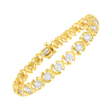 10 Karat Yellow Gold Plated Sterling Silver 2 CTTW Diamond "XOXO" Bracelet