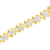 10 Karat Yellow Gold Plated Sterling Silver 2 CTTW Diamond "XOXO" Bracelet