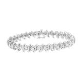 .925 Sterling Silver 3 Carat Total Weight Diamond "S" Link Karat Bracelet