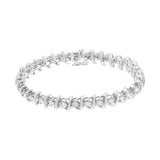 .925 Sterling Silver 3 Carat Total Weight Diamond "S" Link Karat Bracelet