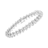 .925 Sterling Silver 3 Carat Total Weight Diamond "S" Link Karat Bracelet