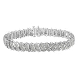 Sterling Silver 3ct. Total Diamond Weight Diamond Multi Row Link Karat Tennis Bracelet