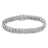 Sterling Silver 3ct. Total Diamond Weight Diamond Multi Row Link Karat Tennis Bracelet