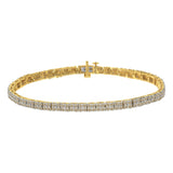 2 Micron 14 Karat Yellow Gold plated Sterling Silver 5 1/6ct. Total Diamond Weight Diamond Tennis Bracelet