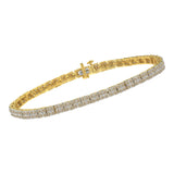 2 Micron 14 Karat Yellow Gold plated Sterling Silver 5 1/6ct. Total Diamond Weight Diamond Tennis Bracelet