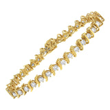 2 Micron 14 Karat Yellow Gold Plated Sterling Silver 5 CTTW Diamond Link Karat Bracelet