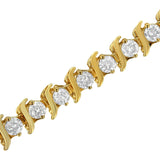 2 Micron 14 Karat Yellow Gold Plated Sterling Silver 5 CTTW Diamond Link Karat Bracelet