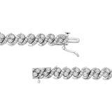 .925 Sterling Silver 2 Carat Total Weight Round-Cut Diamond "S" Link Karat Bracelet