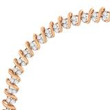 14 Karat Rose Gold Plated Sterling Silver 2 Carat Total Weight Diamond S Link Karat Tennis Bracelet