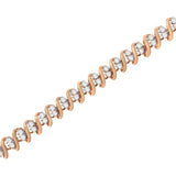 14 Karat Rose Gold Plated Sterling Silver 2 Carat Total Weight Diamond S Link Karat Tennis Bracelet