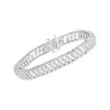 .925 Sterling Silver 3.0 Carat Total Weight Diamond Chevron "S" Wave Link Karat Bracelet