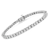 .925 Sterling Silver 3.0 Carat Total Weight Miracle-Set Lab-Grown Diamond Tennis Bracelet