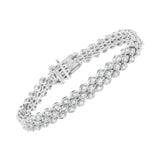 .925 Sterling Silver 3 Carat Total Weight Pave-Set Diamond Link Karat Bracelet