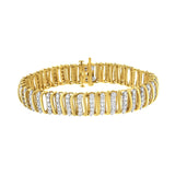 10 Karat Yellow Gold Plated Sterling Silver 5 CTTW Diamond Link Karat Bracelet