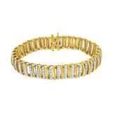 10 Karat Yellow Gold Plated Sterling Silver 5 CTTW Diamond Link Karat Bracelet