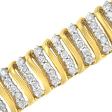 10 Karat Yellow Gold Plated Sterling Silver 5 CTTW Diamond Link Karat Bracelet