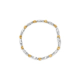 10k Two-Toned Gold 2.00 Cttw Channel Set Baguette-Diamond Weave and  "X" Spiral Link Bracelet (H-I Color, I1-I2 Clarity) - 7"