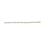 10k Two-Toned Gold 2.00 Cttw Channel Set Baguette-Diamond Weave and  "X" Spiral Link Bracelet (H-I Color, I1-I2 Clarity) - 7"