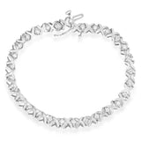 10K White Gold 1.0 Cttw Round Brilliant Diamond Miracle Set X-Link 7" Tennis Bracelet with Box Clasp (H-I Color, SI1-SI2 Clarity)