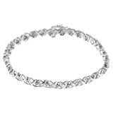 10K White Gold 1.0 Cttw Round Brilliant Diamond Miracle Set X-Link 7" Tennis Bracelet with Box Clasp (H-I Color, SI1-SI2 Clarity)