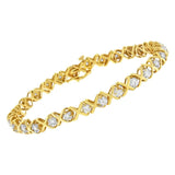 10K Yellow Gold 1.0 Cttw Round Brilliant Diamond Miracle Set X-Link 7" Tennis Bracelet with Box Clasp (H-I Color, SI1-SI2 Clarity)