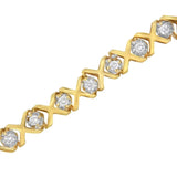 10K Yellow Gold 1.0 Cttw Round Brilliant Diamond Miracle Set X-Link 7" Tennis Bracelet with Box Clasp (H-I Color, SI1-SI2 Clarity)