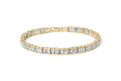 10K Yellow Gold 1.00 Cttw Round-Cut Diamond Link Bracelet (I-J Color, I3-Promo Clarity) - Size 7